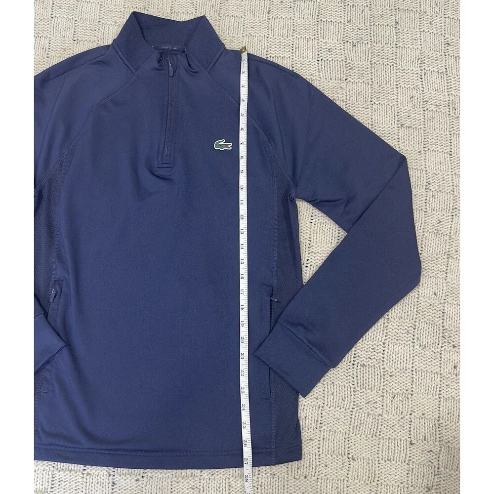 Lacoste Sport Men's M High-Neck Golf Sweatshirt Navy Quarter Zip Performance